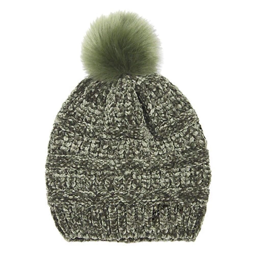NWT L.I.B. New York thick chenille knit beanie with pompom